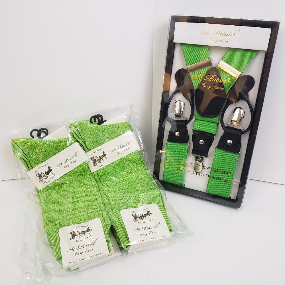 St. Patrick Lime Convertible Suspenders & Sock Set